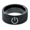 thumbnail image 2 of Tungsten Gamer Power Band Ring 9mm Men Women Comfort Fit Black Flat Cut Brushed Polished, 2 of 4