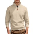 thumbnail image 3 of Quarter Zip Pullover Men 2026 Fall Winter Long Sleeve Jacquard Stand Collar Plain Sweatshirts Mens Pullover Top, 3 of 6