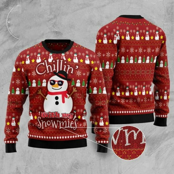 Chillin With My Snowmies Funny Ugly Christmas Sweater, Christmas Sweater, Ugly Sweater, Funny Xmas Sweaters