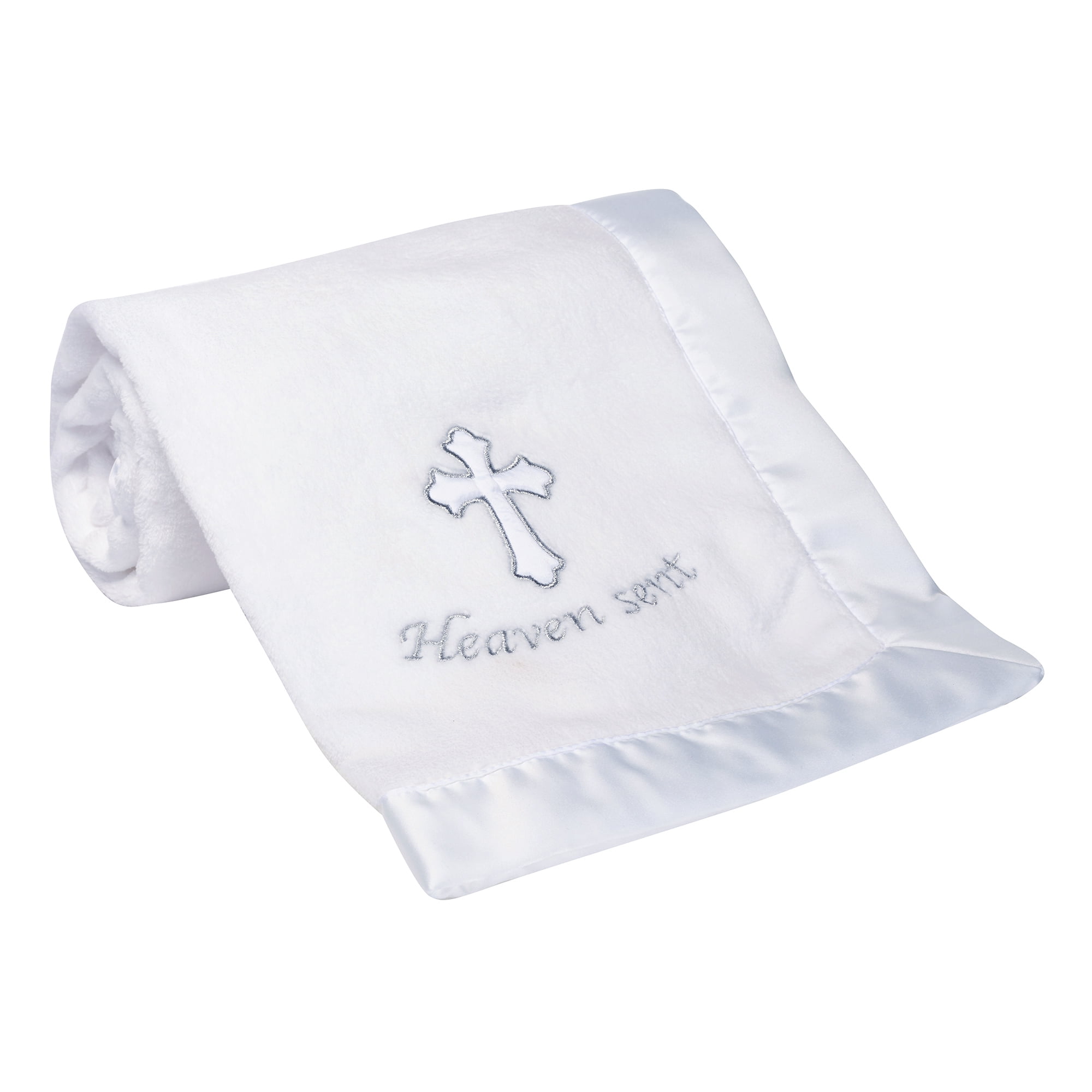 Lambs & Ivy Heaven Sent Baptism/Christening Soft White Fleece Baby Blanket