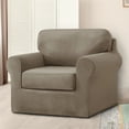 thumbnail image 4 of CJC Armchair Sofa Cover for 1-Seater, 3-Piece Velvet Couch Slipcover with Separate Backrest and Cushion Cover, 9 Colors, 4 of 9