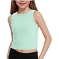 thumbnail image 2 of Weebloom Kids Girl T Shirt,Girl Athletic Tank Tops Ribbed Knit High Neck Crop Gym Yoga Soft Birthday Girl Shirt,11-12 Years, 2 of 4