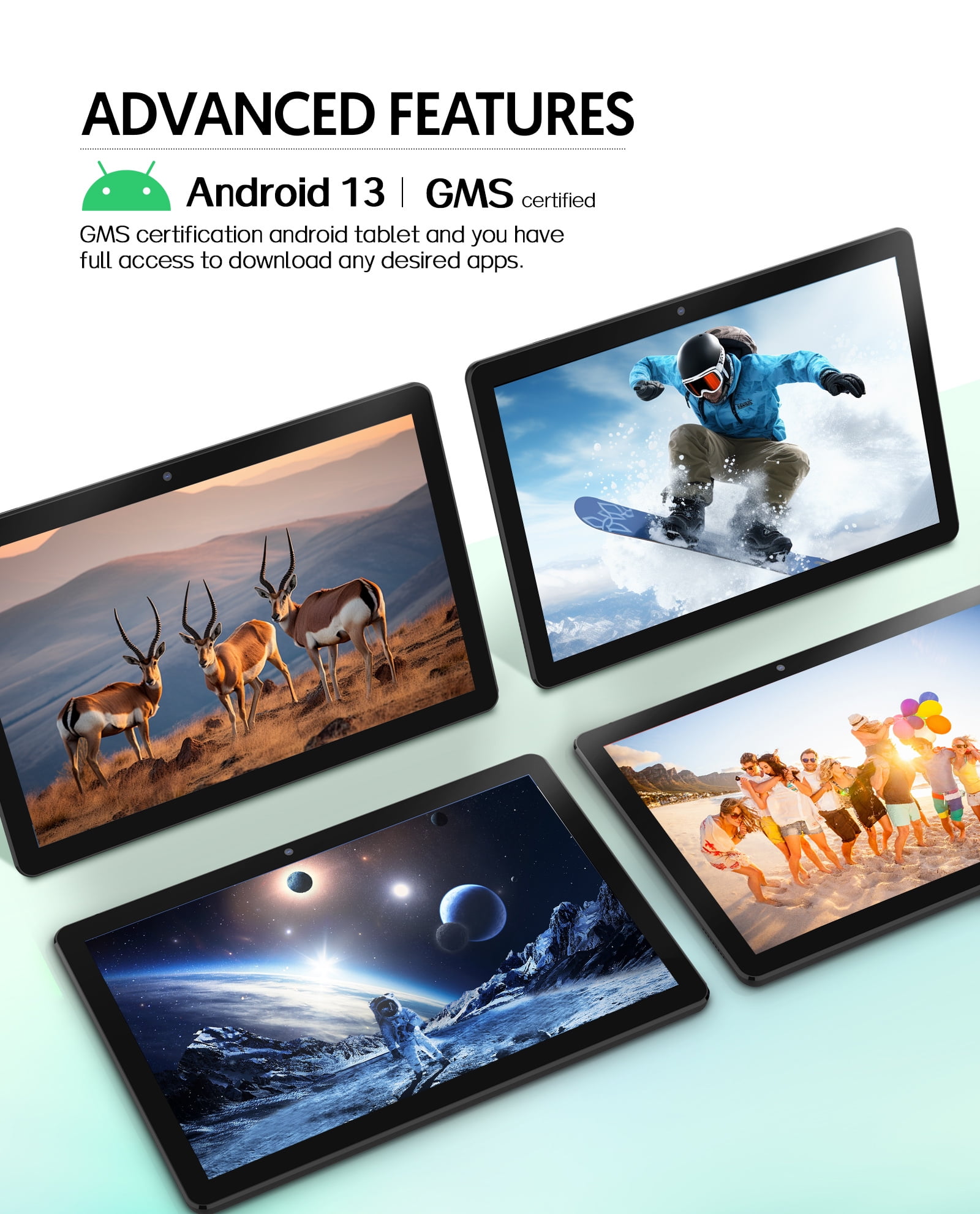 10 inch Tablet Android 13 Tablets 7GB+64GB+1TB Expand, 4-Core CPU,5G Wifi,2+8MP Camera