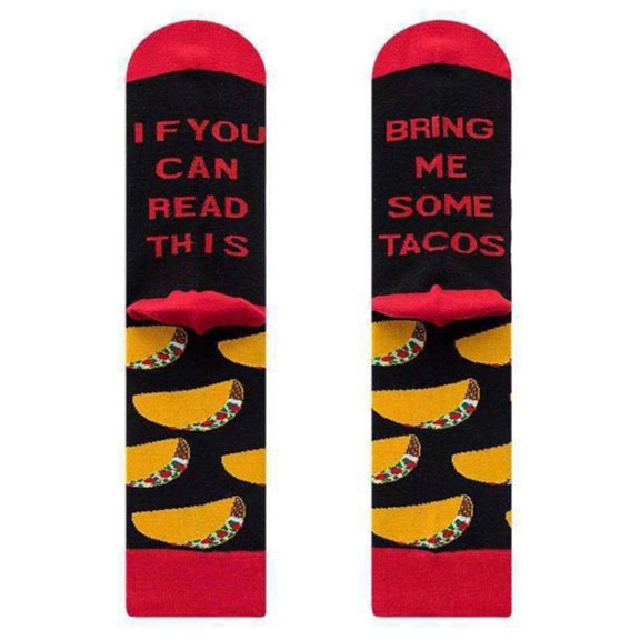 TINYSOME Men Women If You Can Read This Crew Socks Funny Saying Bring Me Tacos Bacon Eggs Hamburger Beer Letters Novelty Cotton Hosiery Gifts
