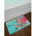 thumbnail image 2 of Map Bath Mat, Illustration of Europe Map with City Landmarks and in Cartoon Style, Plush Bathroom Decor Mat with Non Slip Backing, 29.5" X 17.5", Multicolor, by Ambesonne, 2 of 2