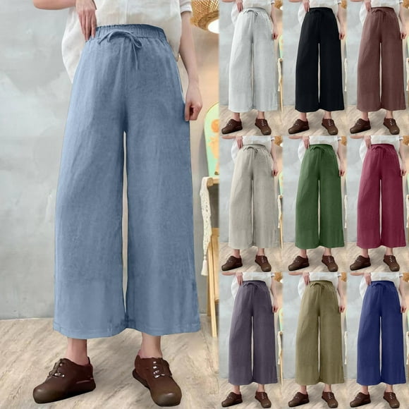 Sentmoon Petite Pants for Women Solid Color High Waist Women's Sweat Pants Oversized Relaxed Fit Straight Leg Summer Womens Travel Pants with Pocket Beach Items for Everyday Casual Wear