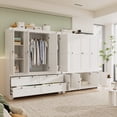 thumbnail image 3 of Feishominoo 8 Door Wardrobe Armoire Closet, 71"H Modern Modular Wooden Clothes Wardrobe Storage Cabinet with Hanging Rods & Drawers, White, 3 of 9