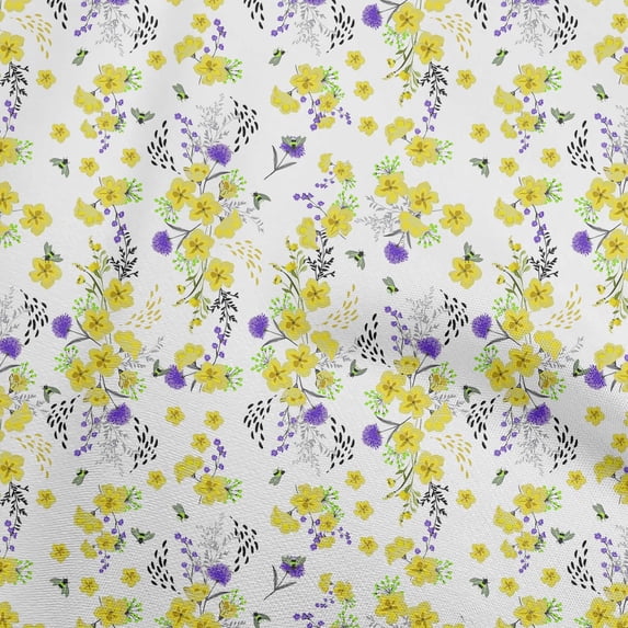 oneOone Cotton Cambric Lime Green Fabric Floral Craft Projects Decor Fabric Printed By The Yard 56 Inch Wide
