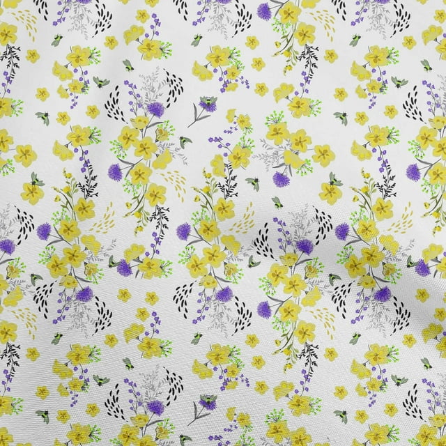 oneOone Polyester Spandex Lime Green Fabric Floral Sewing Craft Projects Fabric Prints By Yard 56 Inch Wide