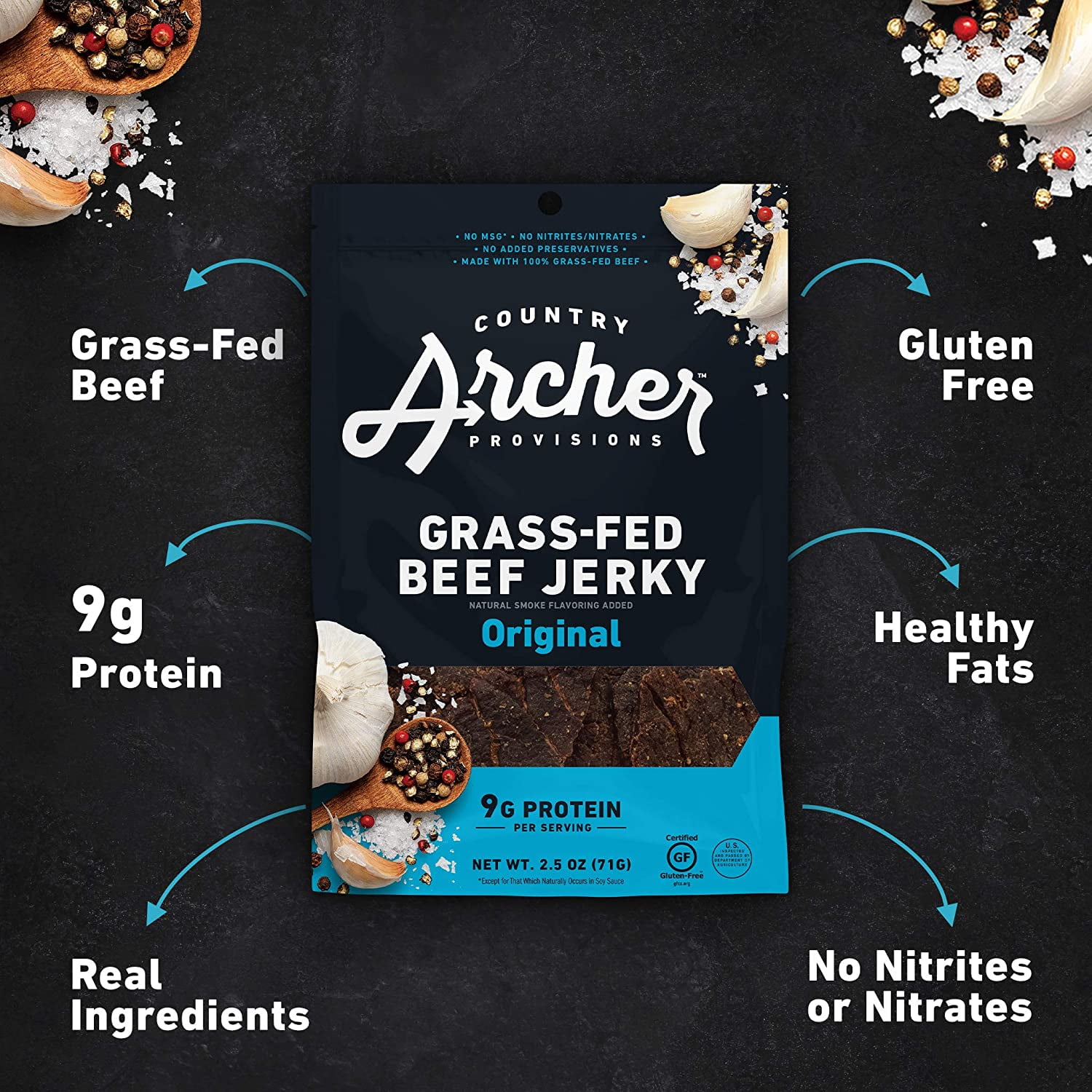 Country Archer Jerky Beef Original 7 Ounces Pack Of 8