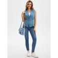thumbnail image 3 of DARING DIVA Women's Denim Vest Elastic Waist Waistcoat Jean Jacket S Light Blue, 3 of 7