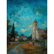 thumbnail image 1 of Qisvanset 12x16 Inch Mysterious Woman with Bluebirds Golden Leaves Canvas Painting Wall Art, 1 of 5