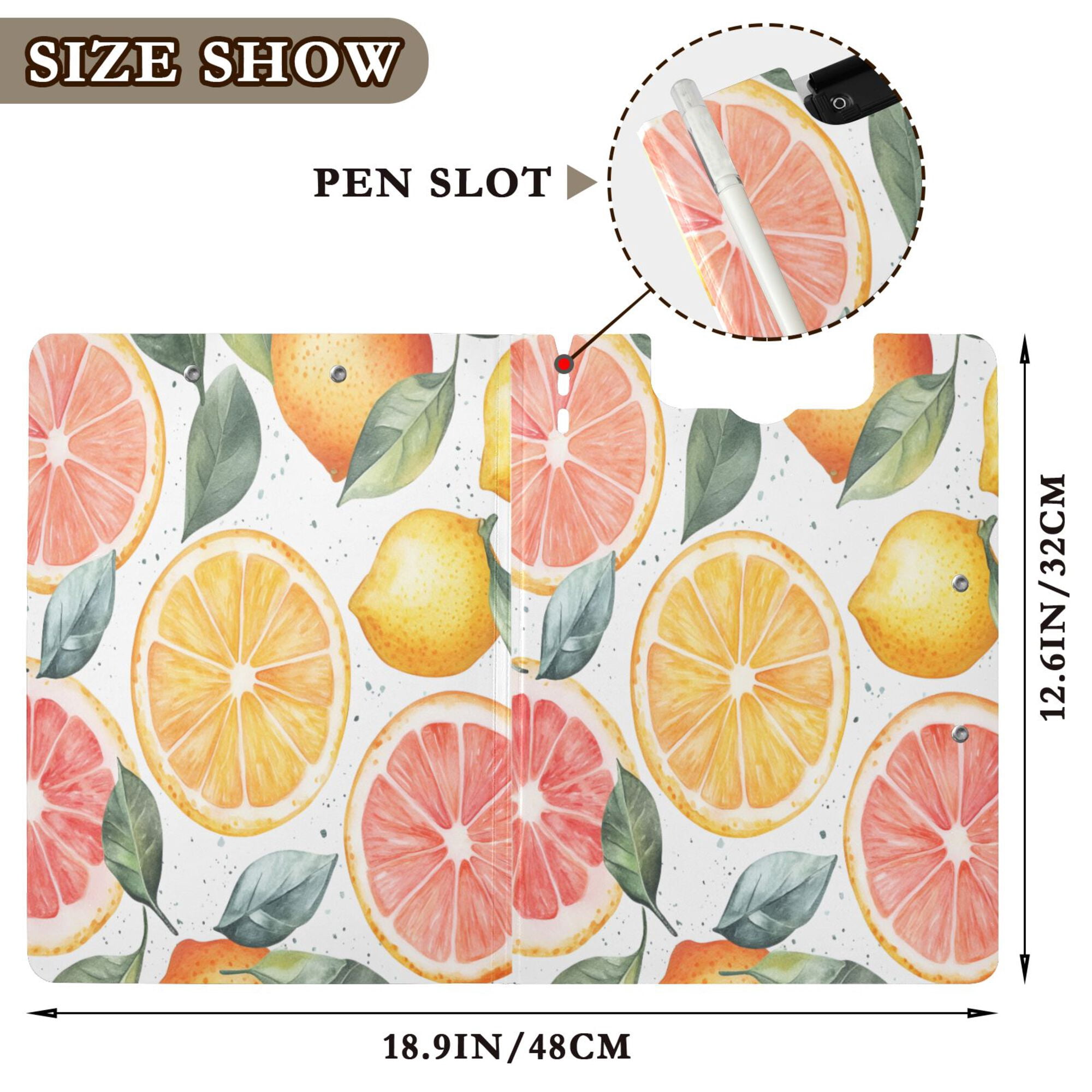 FORMRS A4 Clipboard Folder with Pen Holder Horizontal Foldable School Office Binder, Candy Lemon Slices