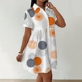 thumbnail image 4 of Iyufng Women Dresses for Summer Women's Short Sleeve Button Down Casual Printed Flowy A-Line Shirt Dress, 4 of 9