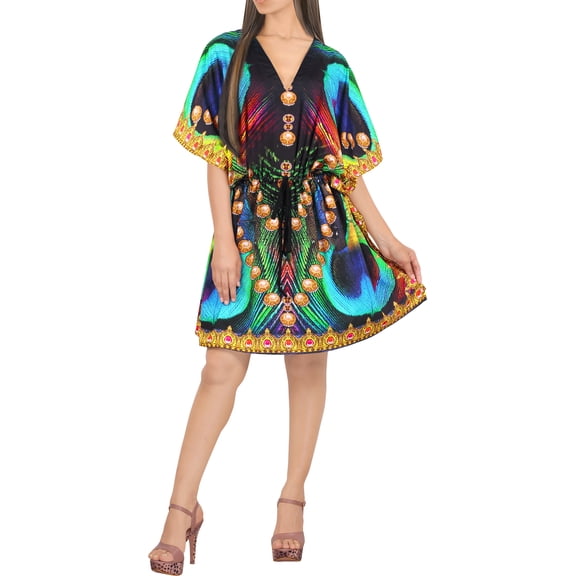 HAPPY BAY Women's Beachwear Plus Size Swimsuit Coverups for Women Summer Swim Beach Dress Cover ups for Swimwear Women Bathing Suit Cover-Up 3X-4X Peacock, Allover