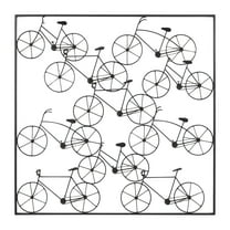 DecMode Black Metal Stacked Bike Wall Decor with Black Frame