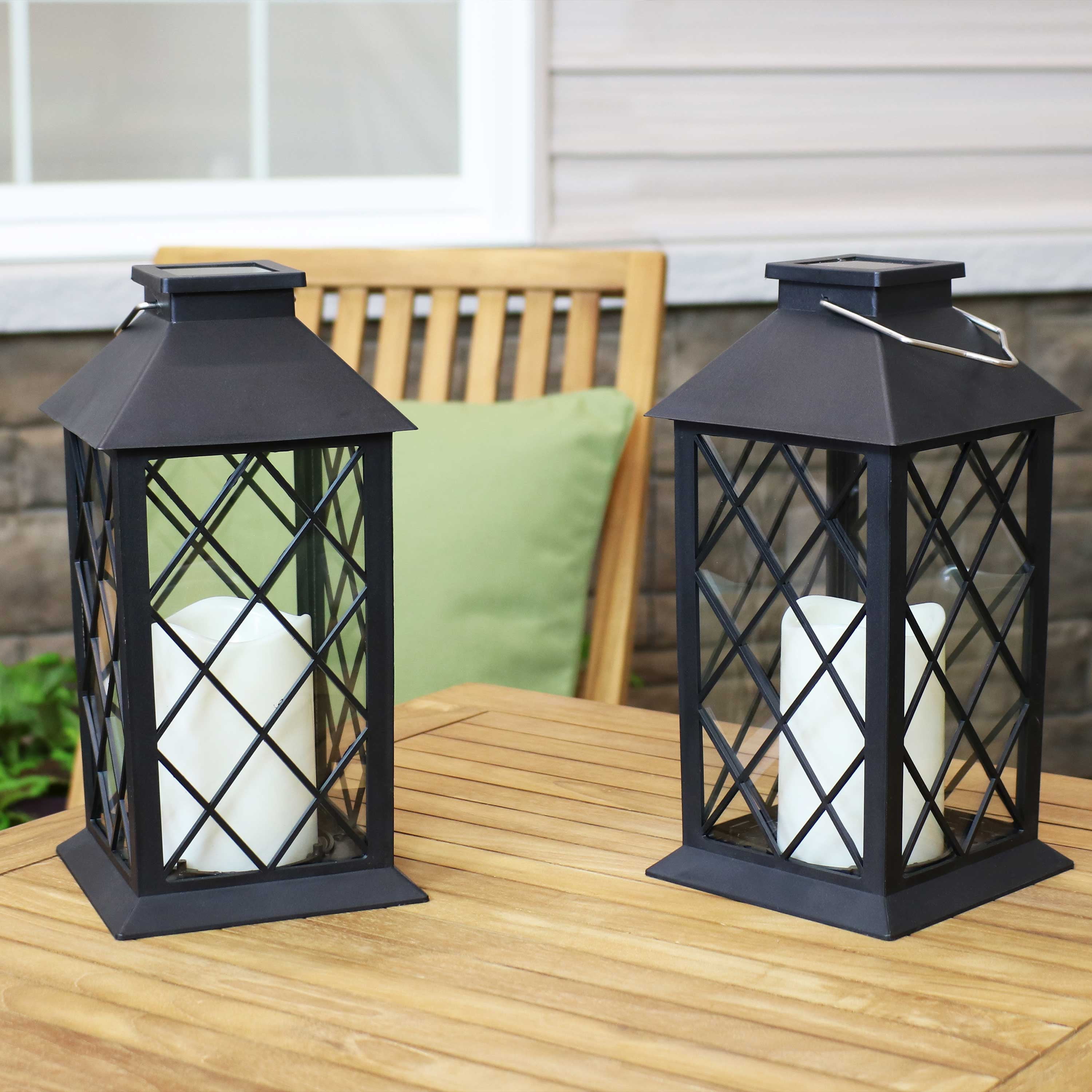 Sunnydaze Concord Outdoor Solar LED Decorative Candle Lantern Rustic