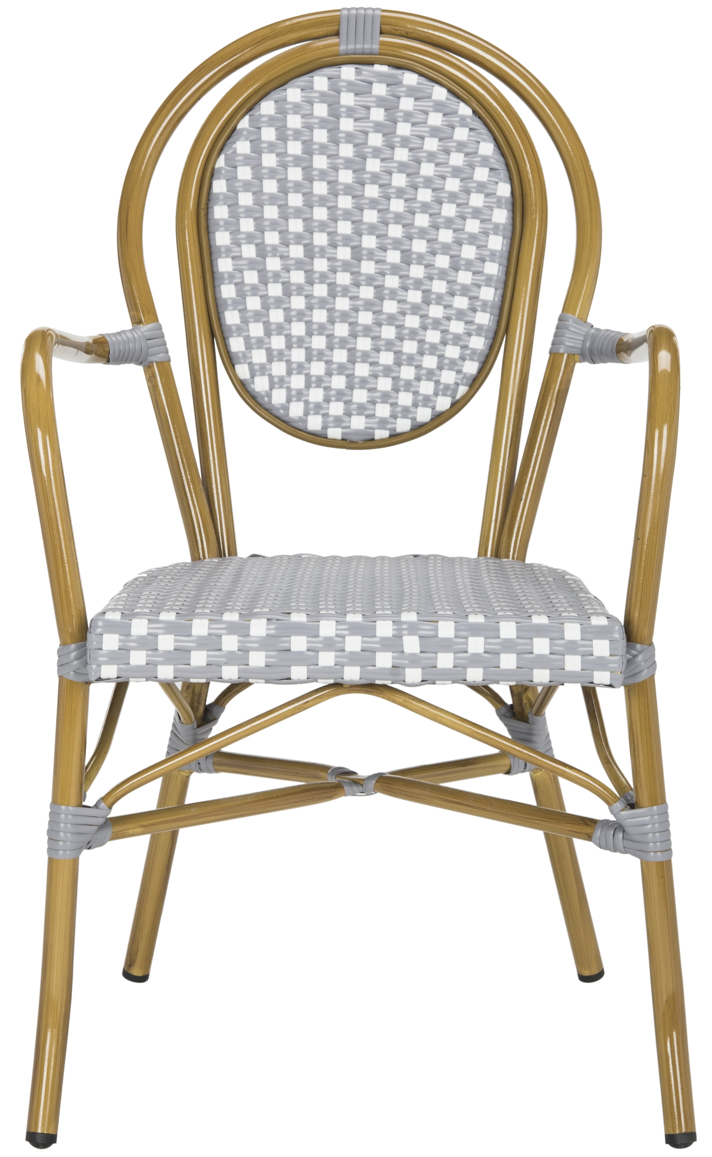 Safavieh Rosen Outdoor Patio Stacking Arm Chair, Set of 2 - Grey/White