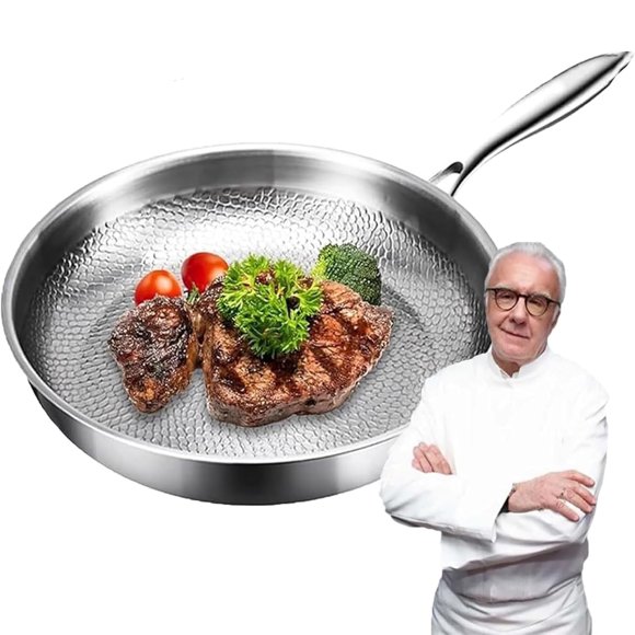 Plateful Titanium Pan, Platefull Titanium Hammered Frying Pan with Lid, Upgraded Non-stick Without Coating Titaniums Pro Cookware, Scratch-Resistant Durable Frying Pans