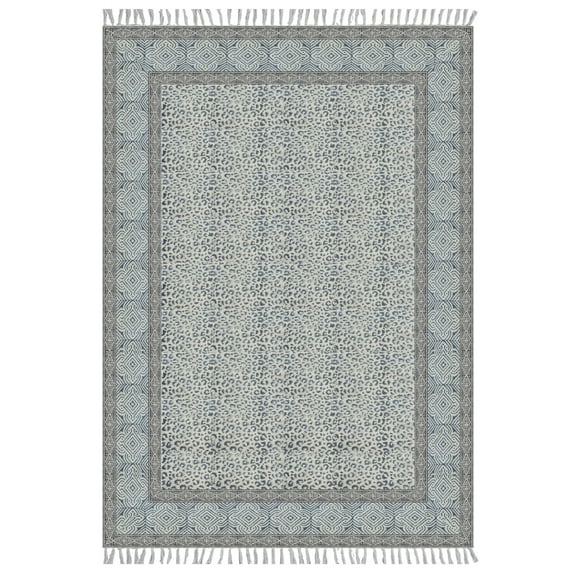 Casavani Handblock Printed Blue Cotton Carpets Bedroom Dining Room Kitchen Carpet Area Rugs 2x3 feet