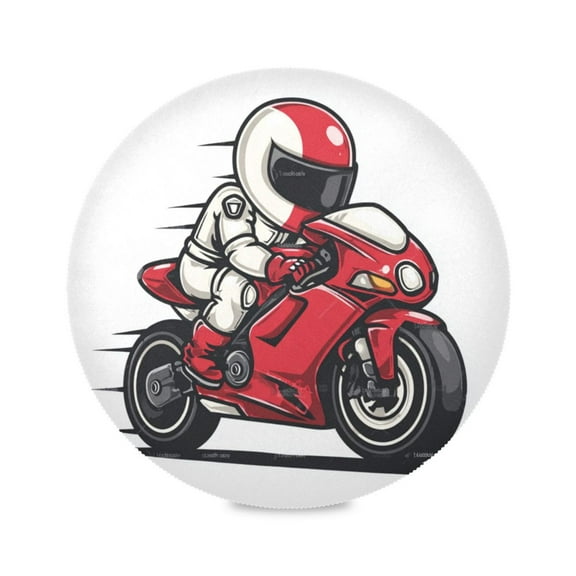 Round Placemat Heat Resistant & Wrinkle-Free Dining Table Decor Placemat For Home & Weddings Red Motorcycle