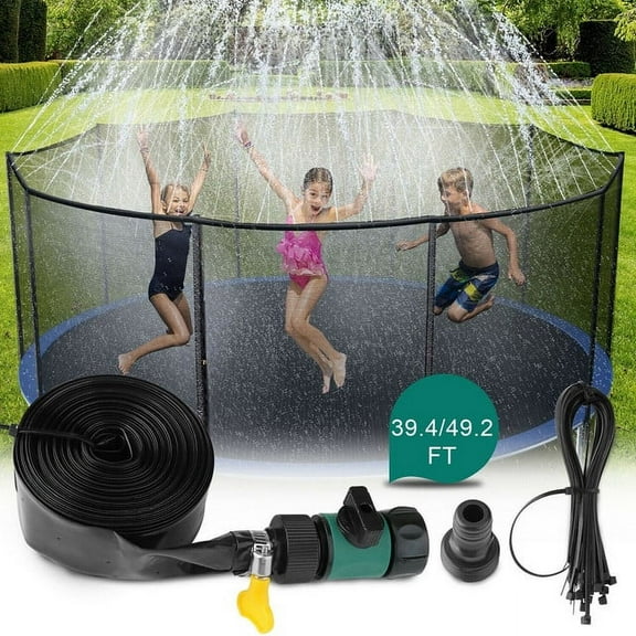 49ft Trampoline Sprinkler Kids Summer Outdoor Water Toy Fun Waterpark Spray