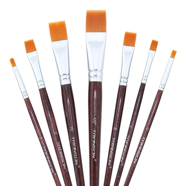 Set de pinceles planos TRANSON de nylon sintético, 7 piezas