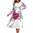 thumbnail image 7 of Ynynloco Women's Casual Long Sleeve Dresses A line Empire Waist Knee Length Loose Swing Party Dress with Pockets, 7 of 7