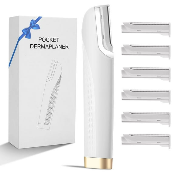 Sonic Dermaplaning Tool for Women, Rechargeable Face Dermaplane Razor for Facial Hair, 6 Refill Blades, Exfoliating and Peach Fuzz Remover for Women