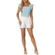 thumbnail image 2 of INSPIRAR CHIC Blusas de Cuadros para Mujeres con Cuello Cuadrado y Mangas de Volante Verano XS Azul Lago, 2 of 6