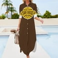 thumbnail image 3 of San Diego Retro Big League Baseball - Brown Long Sleeved Shirt Dress elegant and pretty women's dresses women clothes, 3 of 6