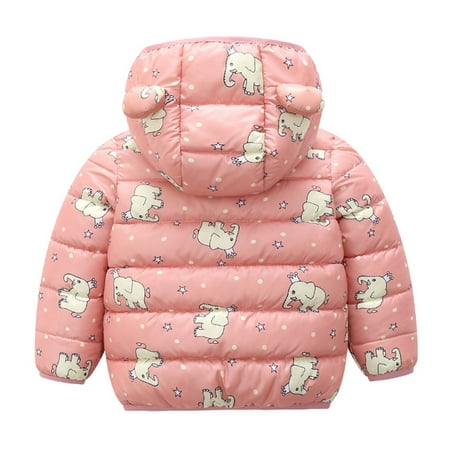 

Dadaria Baby Boys Girls Clothes 6M-4T Toddler Winter Windproof Cartoon Elephant Coat Hooded Warm Outwear Jacket Pink 100 Toddler