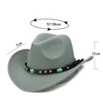 thumbnail image 7 of Walbest Unisex Fashion Rivet Roll Up Wide Brim Felt Western Cowboy Cowgirl Hat Sombrero Jazz Cap, 7 of 7