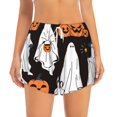 thumbnail image 2 of Balery Halloween Ghosts And Pumpkins Pantalones cortos deportivos para mujer con forro y dos bolsillos, elásticos, para entrenamiento, gimnasio, yoga-Small, 2 of 7