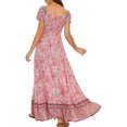 thumbnail image 5 of Franhais Women’s Long Dress, Bohemian Summer Casual Short Sleeve A-line Maxi Dress, 5 of 6