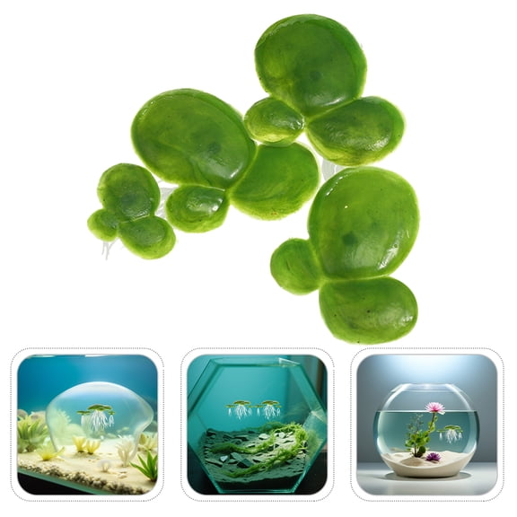 Milisten 7Pack Green Plastic Artificial Duckweed Floating Plants Aquarium Decor Simulation