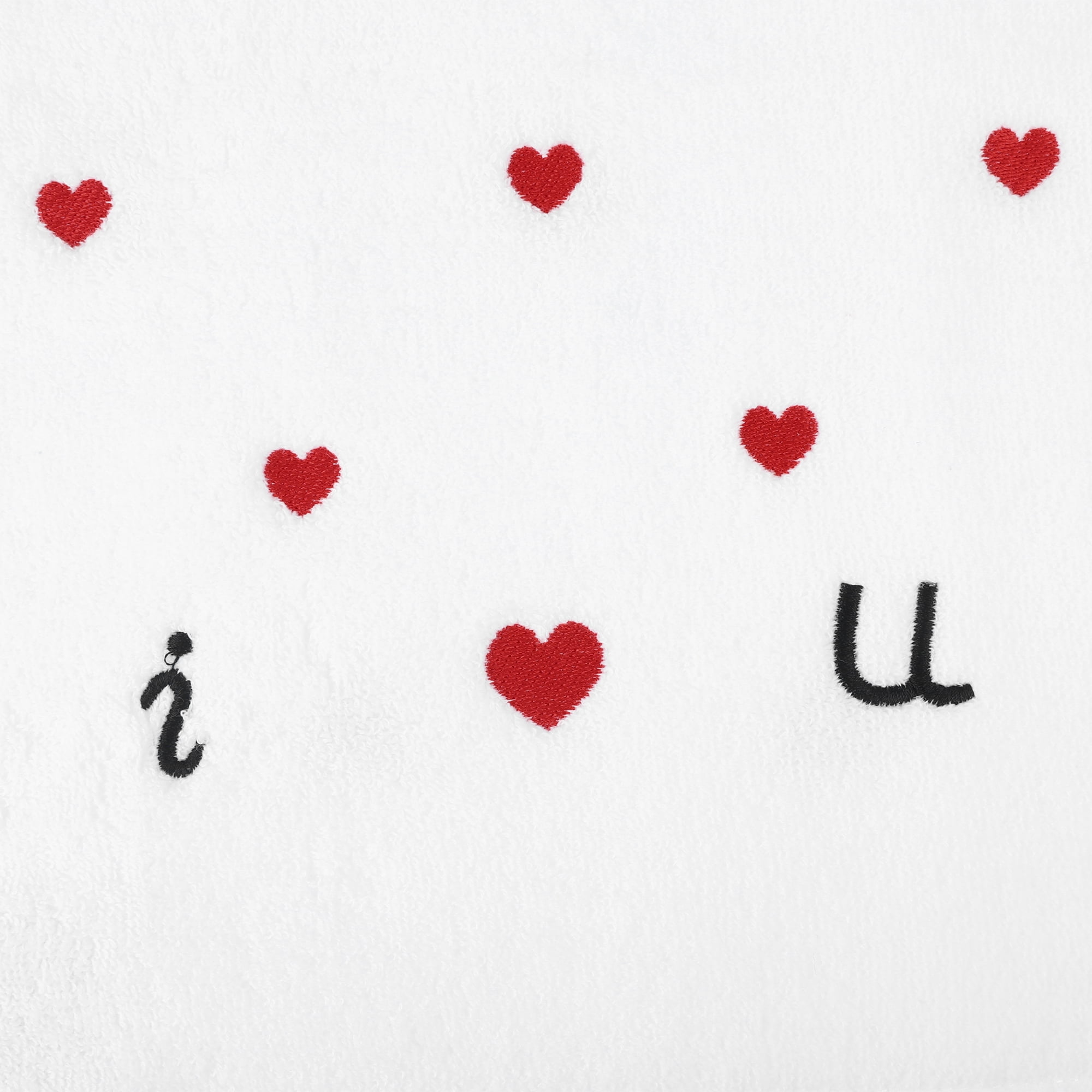 Unique Bargains Valentine's Day Hand Towels Letter Heart Pattern Towels White 2-Piece