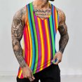thumbnail image 2 of ZCFZJW Workout Tank Tops for Men Casual Tie Dye Colorful Striped Print Summer Sleeveless Vest Trendy Athletic Quick Dry Beach Hawaiian T-Shirts Multicolor#14 L, 2 of 5