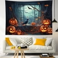 thumbnail image 2 of HVEST Scary Halloween Pumpkin Tapestry Wall Hanging Horror Black Crow and Bat Wall Tapestry for Bedroom Old Spider Web Tapestry for Living Room College Dorm Home Decor,80x60 inch, 2 of 5