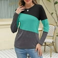 thumbnail image 6 of Womens Tops Color Block Tunic Tops Casual Long Sleeve Shirts Round Neck Pullover Blouses For Women, 6 of 7