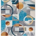 thumbnail image 2 of Unique Loom Outdoor Modern Collection Area Rug - Shapes (7' 10" Square Multi/Brown), 2 of 9