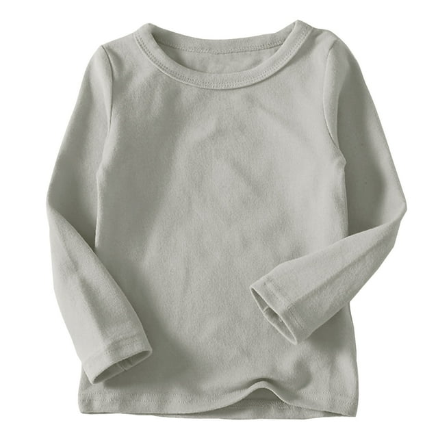 LOVZFMLL Hauts pour Petites Filles, T-Shirt de Pyjama à Col Rond à Manches Longues Uni, Décontracté Essentiel pour Tous les Jours, Polyvalent pour Superposition, Vêtements d'Automne 6-7 Ans Vêtements pour Filles
