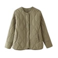 thumbnail image 1 of Veste Matelassée à Col Rond pour Femmes Simple Boutonnage Légère avec Poches Mode Urbaine d'Hiver Décontracté Surdimensionné, 1 of 6