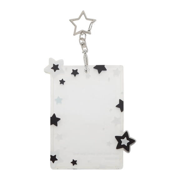 Unique Bargains 1 Pc ID Badge Holder Portable Stars Keychain Card Holder Black White