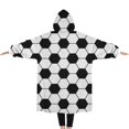 thumbnail image 2 of Oversized Wearable Blanket Hoodie,Soccer Ball Pattern Sherpa Blanket Hoodie with Super Pockets,Super Warm Fuzzy Pullover for Women & Men, 2 of 6