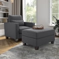 thumbnail image 6 of Stockton Accent Chair with Ottoman Set in Charcoal Gray Herringbone Fabric, 6 of 9