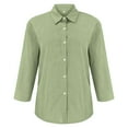 thumbnail image 4 of Women Leisure Shirts Solid Color Lapel 3/4 Sleeve Button Down Thin Comfy Classic Fit Shirt, 4 of 8