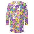 thumbnail image 5 of Cavosen Happy Easter 3/4 Length Womens Tops Summer Bunny Eggs Print Pullover Shirts Crewneck Festival Blouse Vacation Holiday Tee Shirts Loose Dressy Fashion T Shirts Purple S, 5 of 5