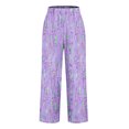 thumbnail image 5 of Fancifize Women Printed Beach Pants Straight Leg Tropical Vacation Pants UPF 50+ Sun Protection Lightweight Trousers S,Purple, 5 of 5