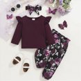 thumbnail image 2 of yboeqw Toddler Baby Clothes Girls Long Sleeve Solid Color Sweatshirt Pants Sets 9 12 18 24 Months 3T Girls Fall Winter 3Pcs Outfits with Headband,Size 9-12 Months, 2 of 8